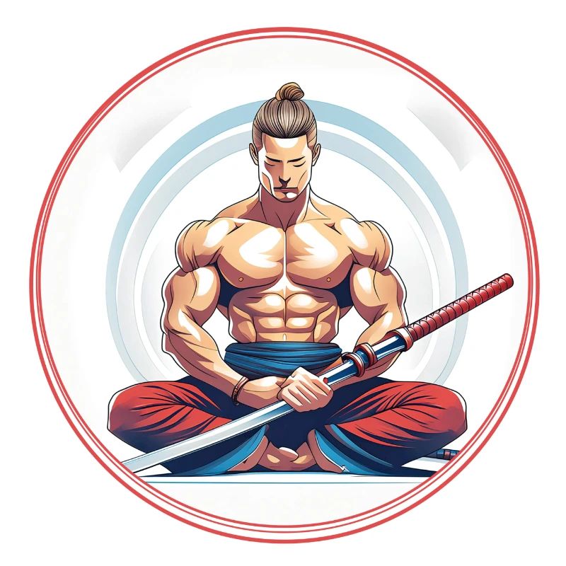 Meditierender Samurai mit Katana