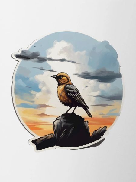 Landschaft Gemälde mit Vogel