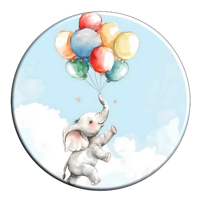 Elefant mit Bunten Luftballons als Glücksbringer