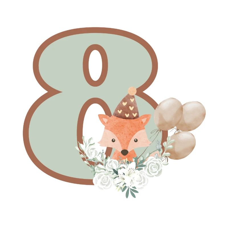 8e anniversaire renard fleurs