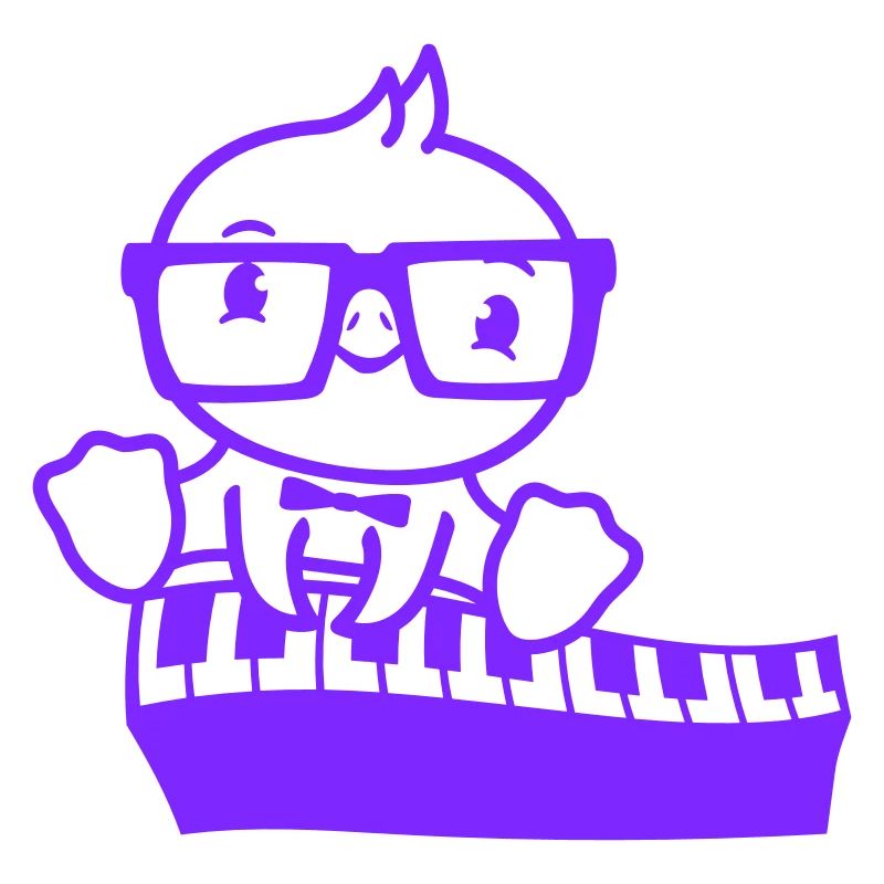 Mignon Nerd Lunettes Poussin Oiseau Assis Sur Le Clavier