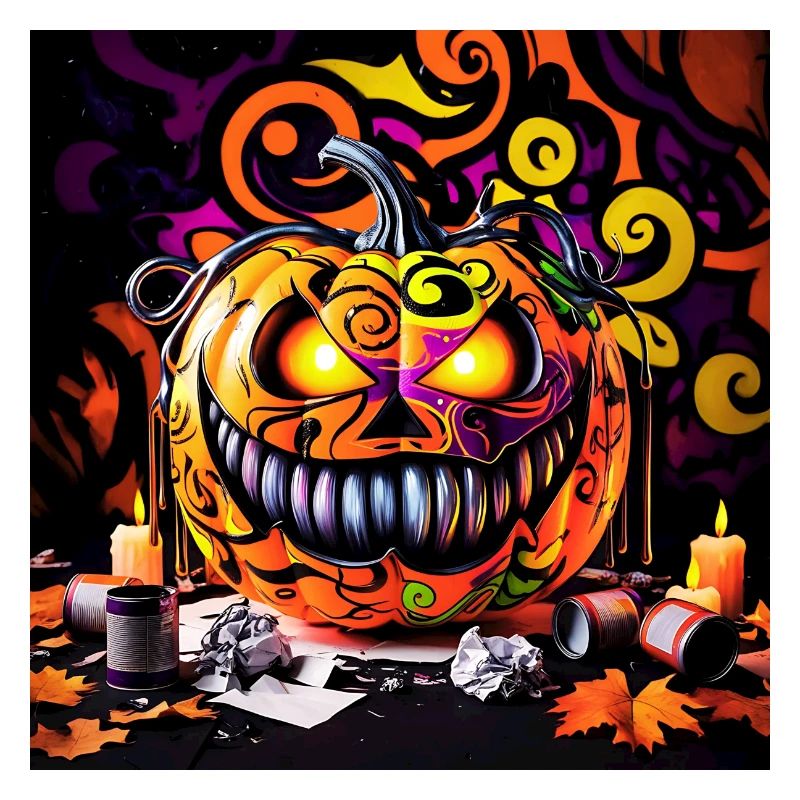 spooky Halloween pumpkin smiling