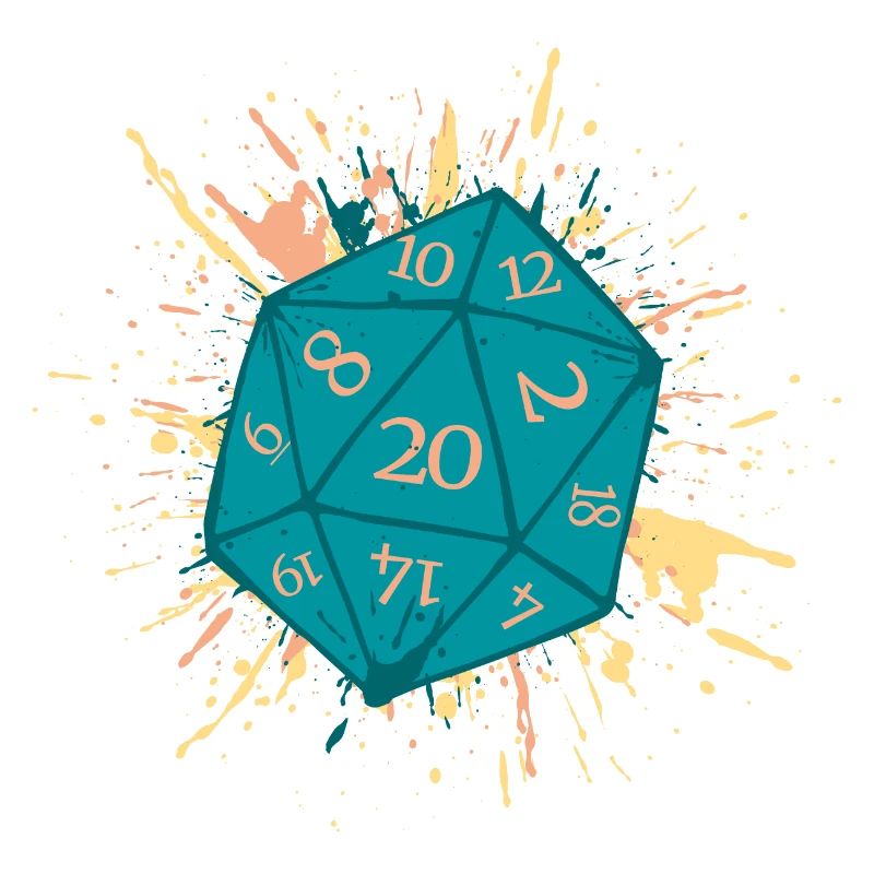 W20 Cube Splash Turquoise Yellow Orange D20 Pen
