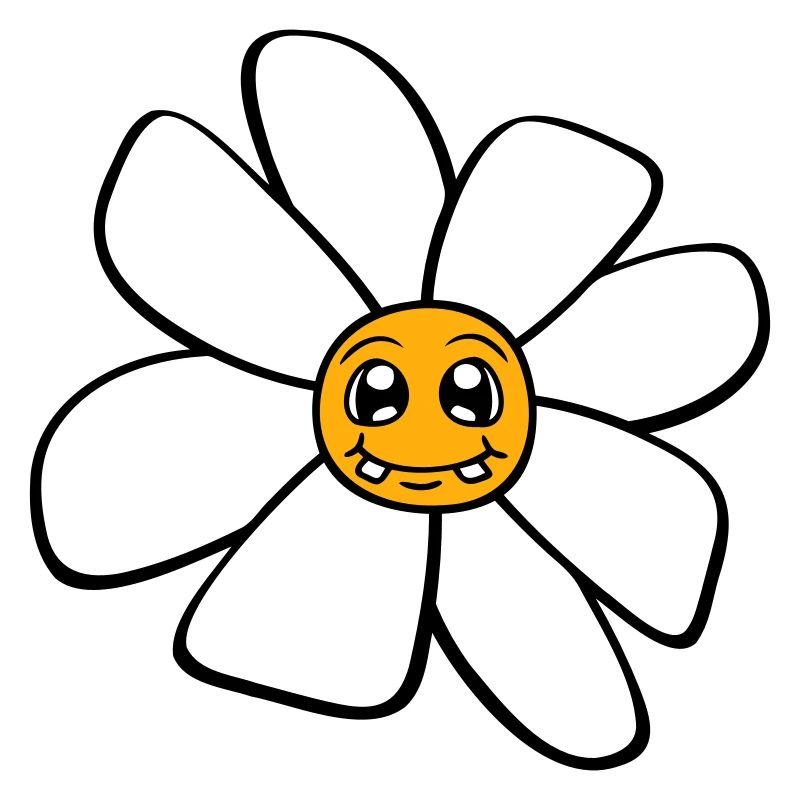 Petit drôle de fleur heureuse visage dessin animé