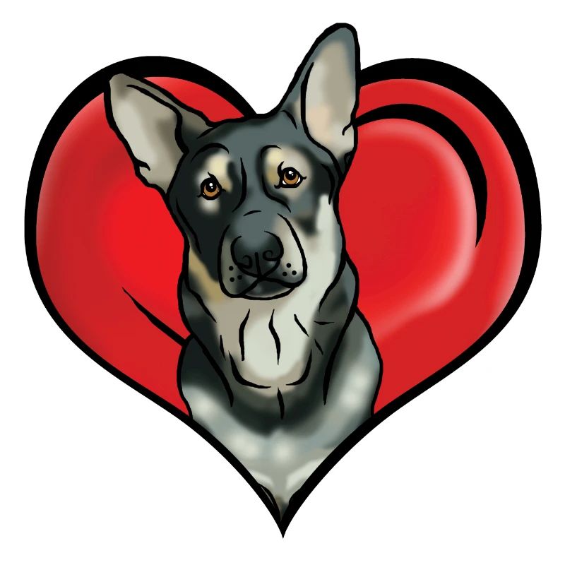 Comic Deutscher Schäferhund im Herz