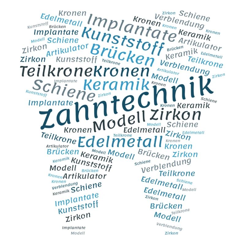 Technologie dentaire Wordcloud blue