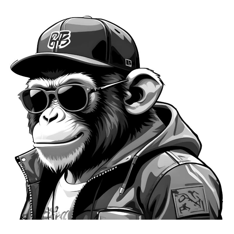 Stylish cool monkey in black and white