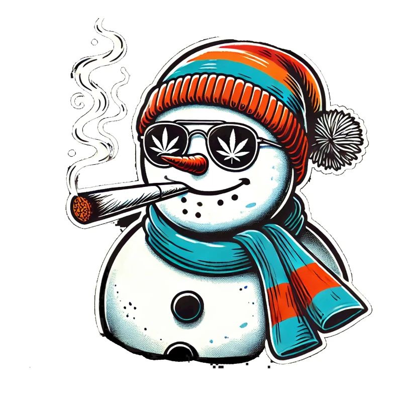 Kiffer Schneemann Winter Weihnachten Hanf