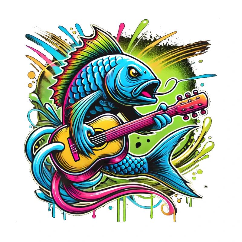 Singender Fisch mit Gitarre