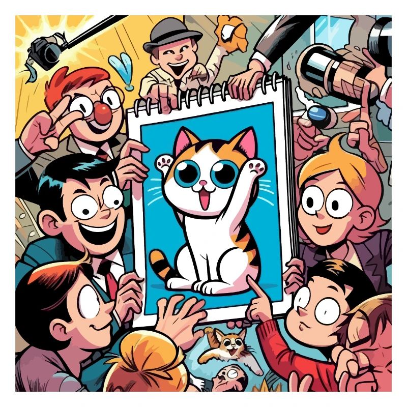 L’excitation autour du dessin du chat