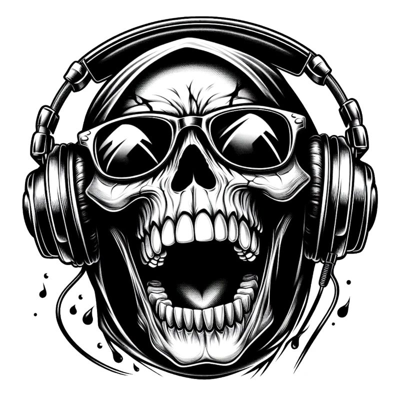 DJ lachender Totenkopf Kopfhörer