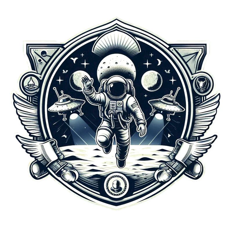 Astronaute Lune OVNI Logo