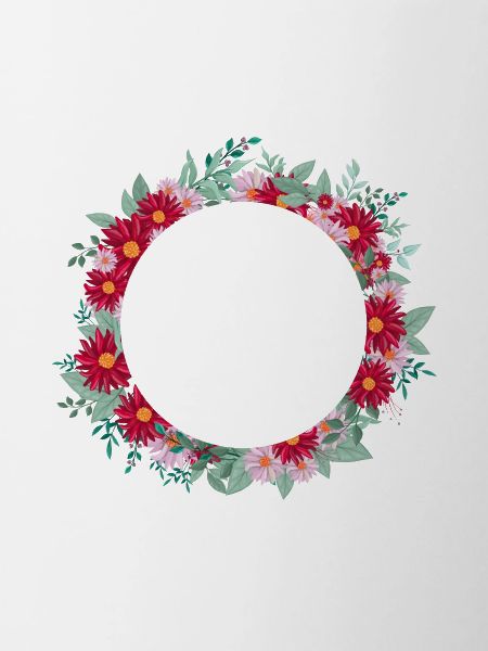 Letter e floral wreath