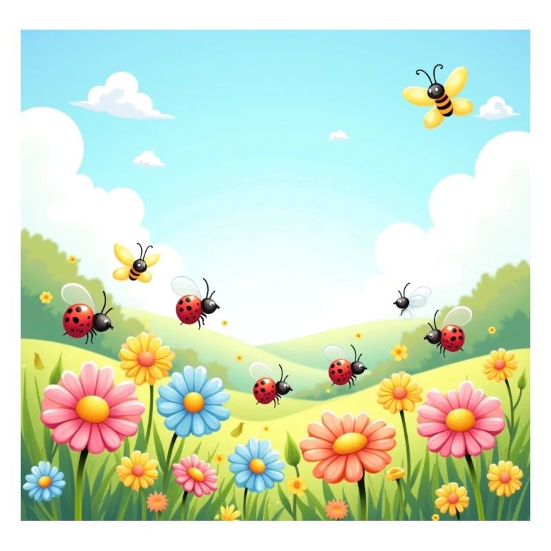 Spring Joy – Flowers and Insects Dancing