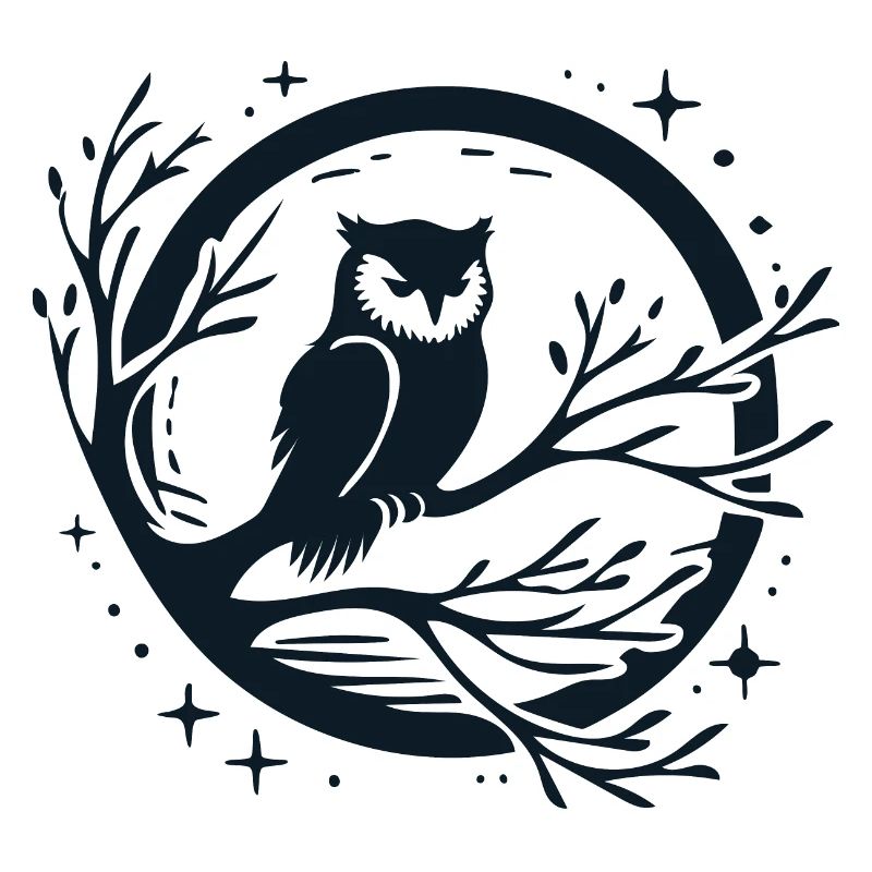 Owl on a tree silhouette