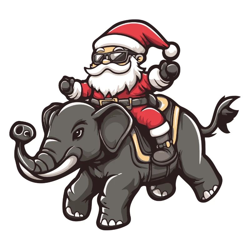 Éléphant Père Noël Dessin animé