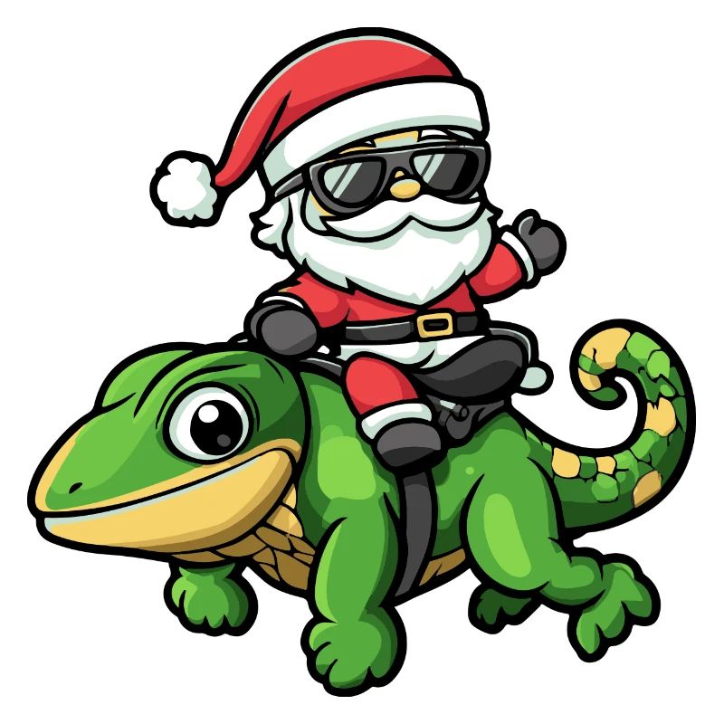 Caméléon Père Noël dessin animé