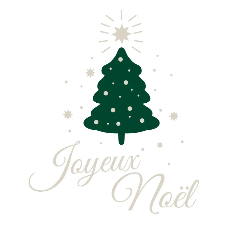 Minimalist fir tree with refined silver text