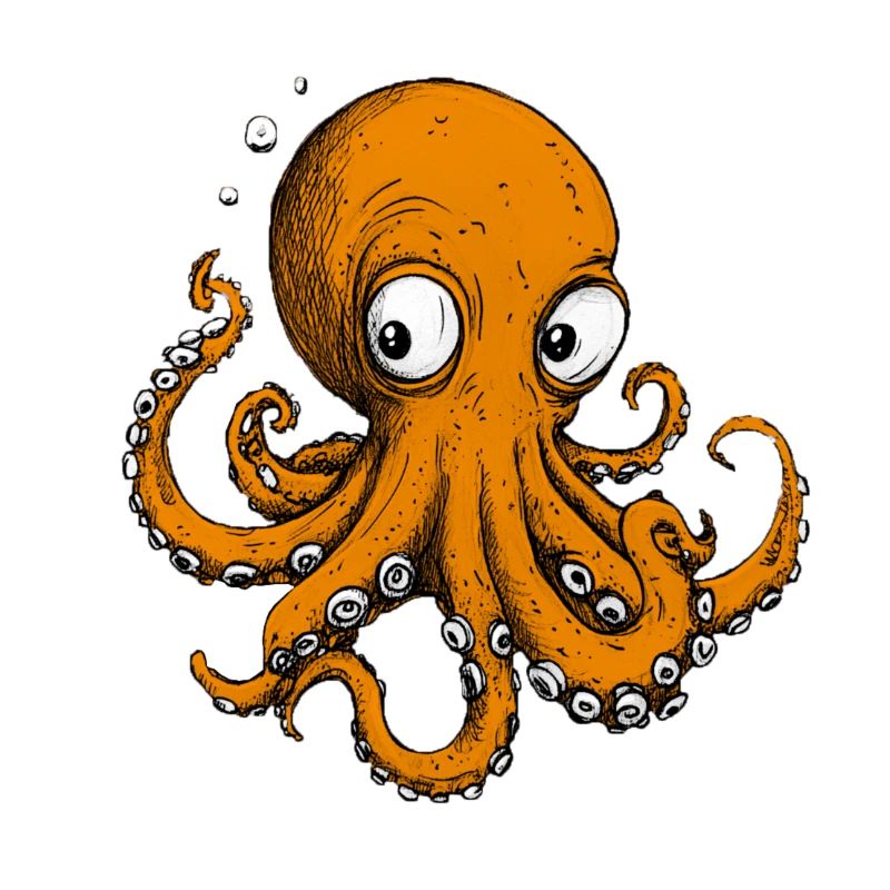 Octopus Drawing Orange
