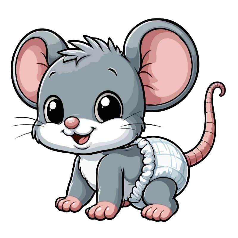Bébé souris avec couche
