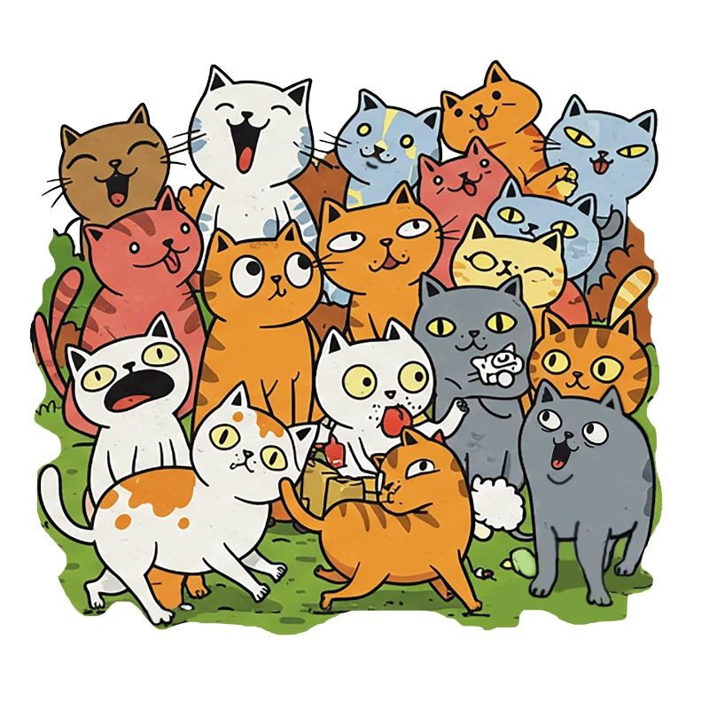 Beaucoup de chats heureux