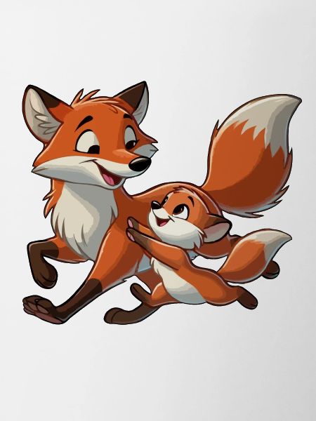 Fox with child frolicking