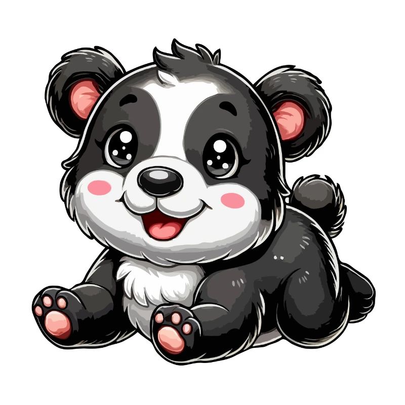 Bébé ours noir et blanc