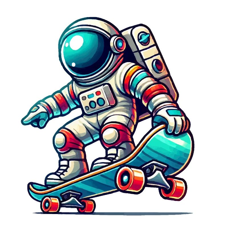 Planche à roulettes astronaute