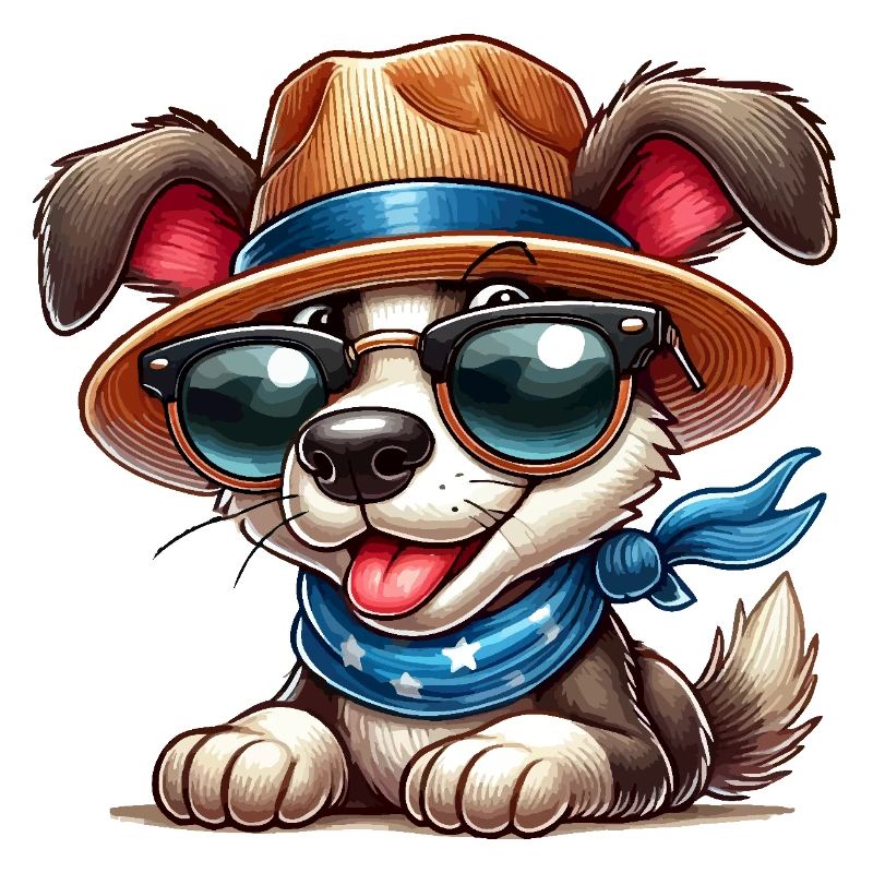 Hund mit Hut und Sonnenbrille