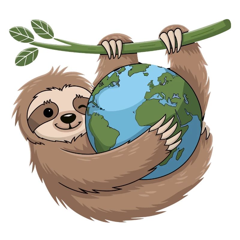 Caring Sloth Hugging Earth