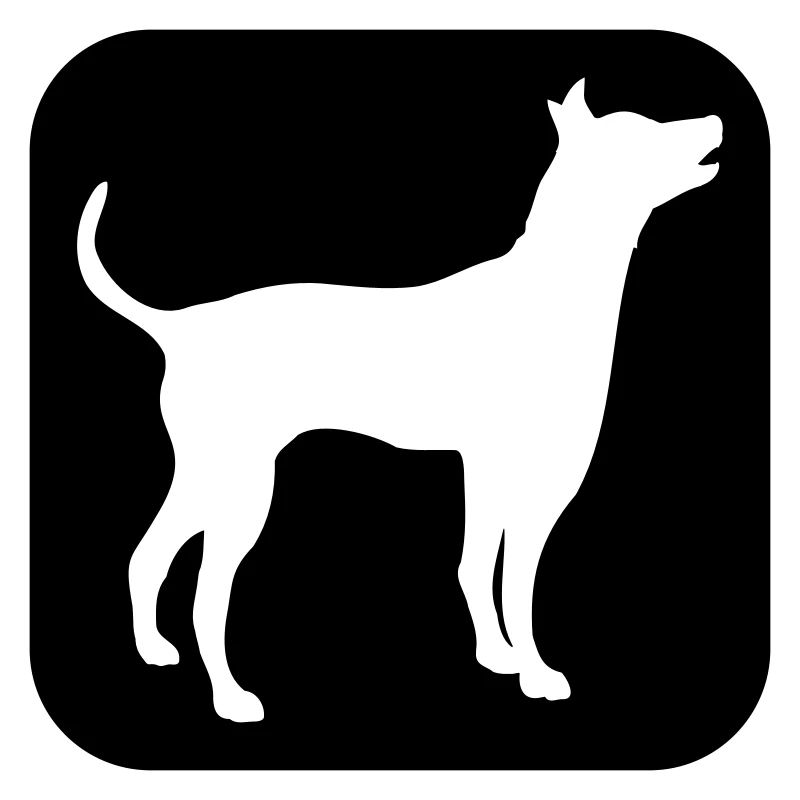 Hund Silhouette Symbol Button Logo Quadrat Cool