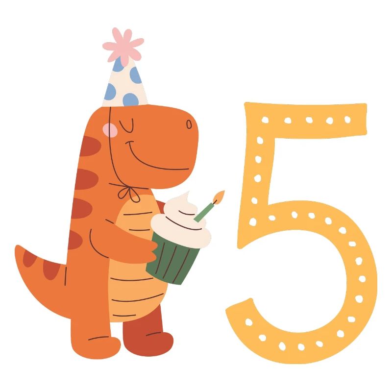 Dinosaurier zum 5. Geburtstag mit Ihrem Text anpassbar