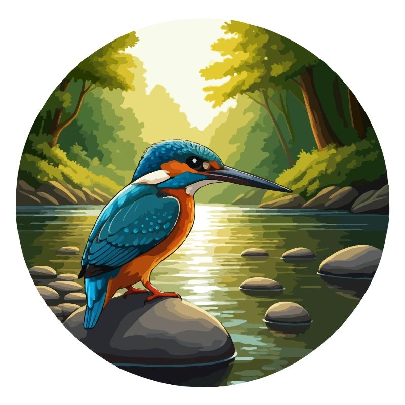Eisvogel sitzt am Bach