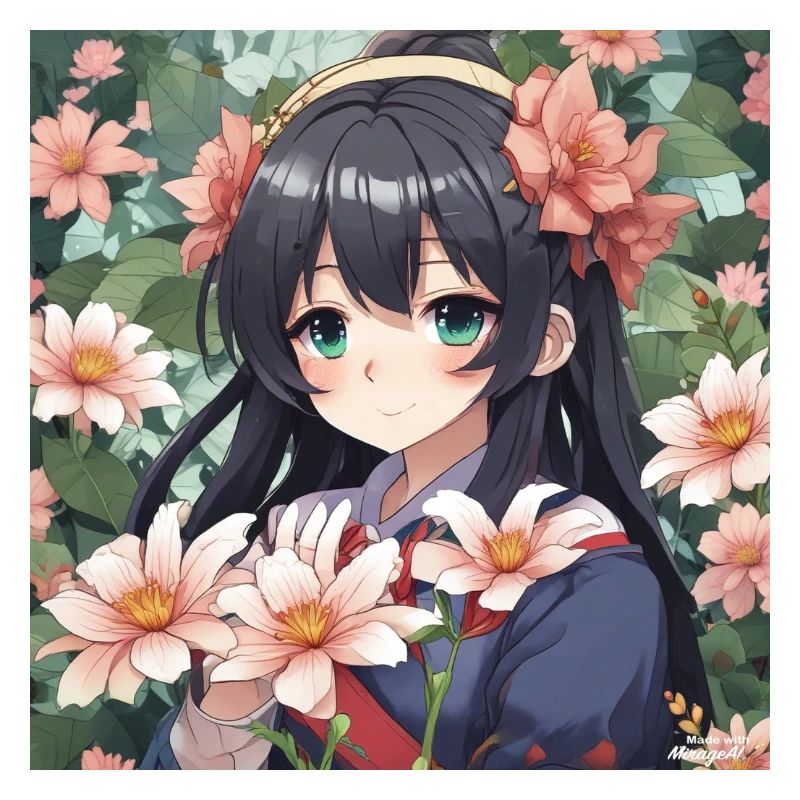 Fille de fleur - beauté douce dans le style anime