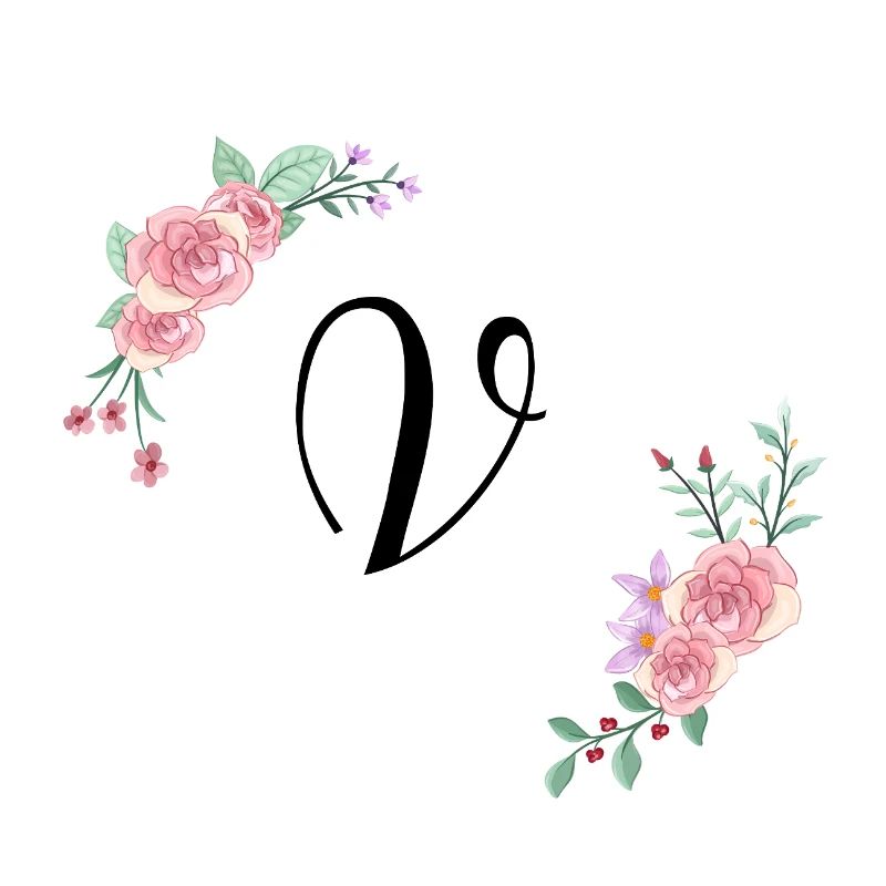 Rosa geblümter Buchstabe v