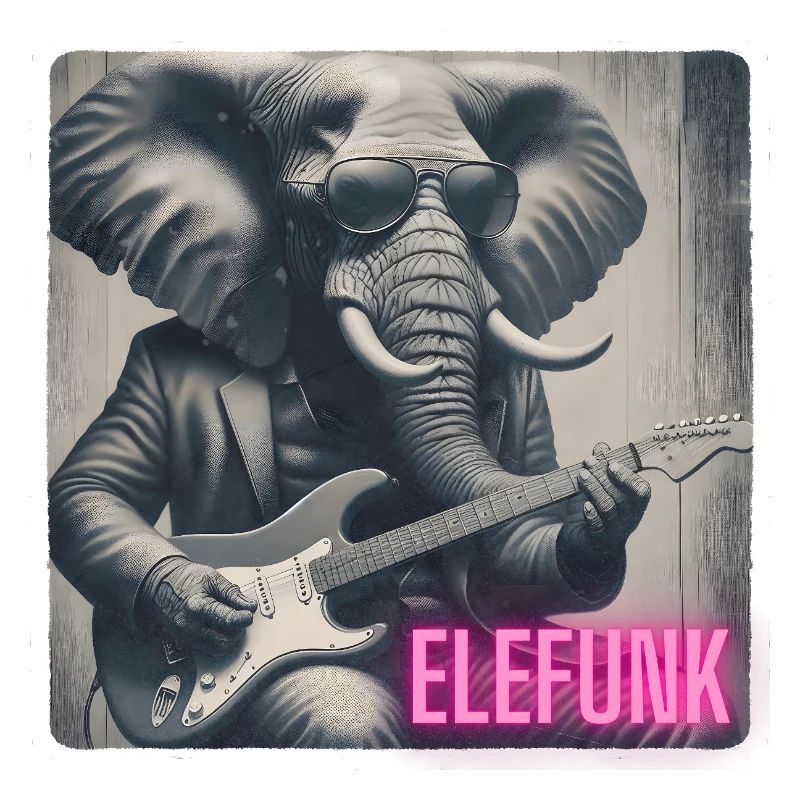 Elefant mit Anzug und Gitarre