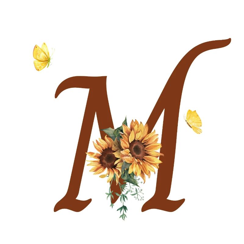 Buchstabe m Sonnenblume Schmetterling