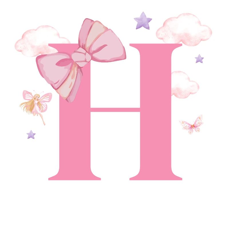 Letter h pink clouds