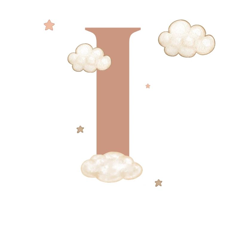 Letter i clouds stars