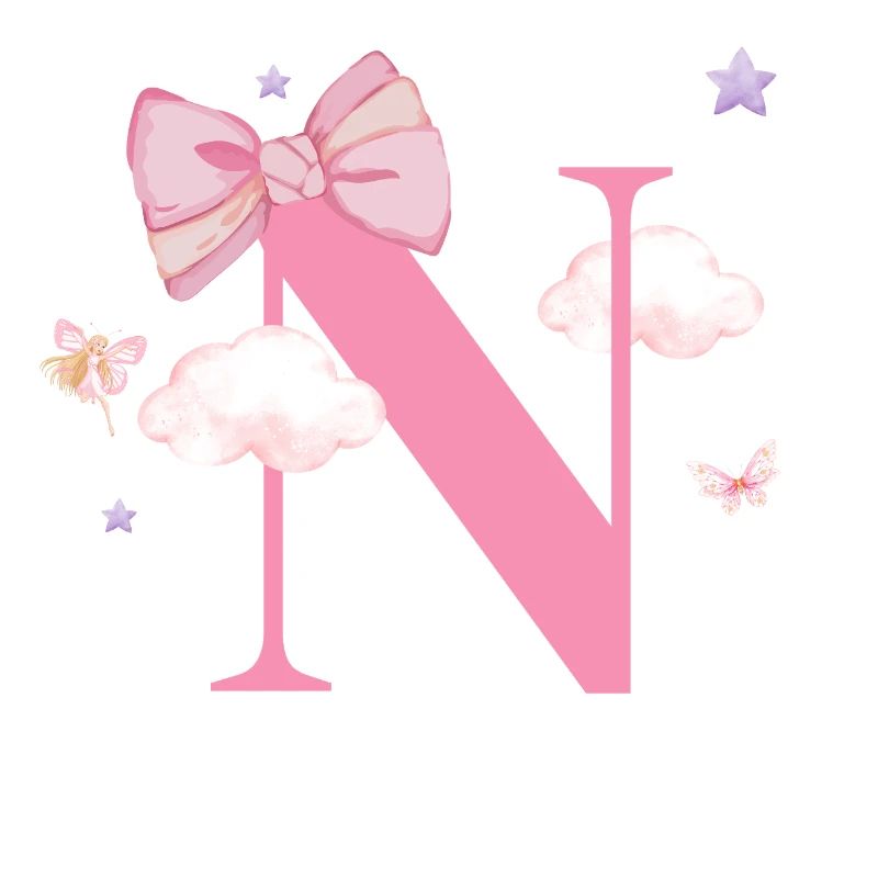 Letter n pink clouds