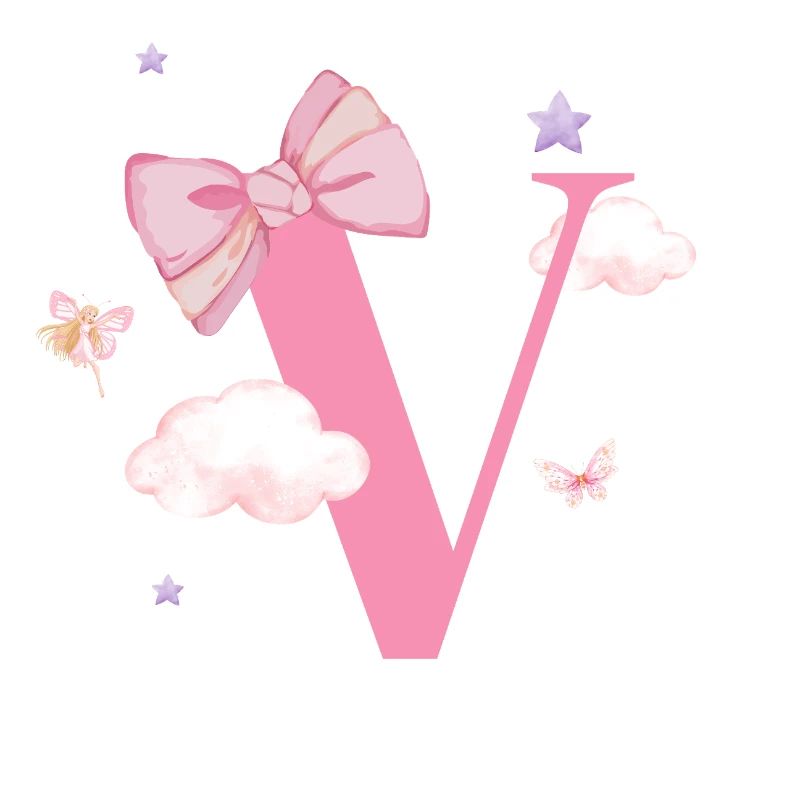 Letter v pink clouds