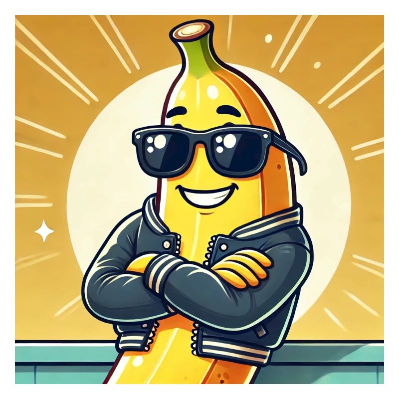 Coole Banane mit Lederjacke und Sonnenbrille