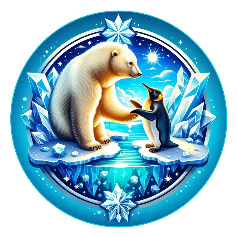Ours polaire et pingouin