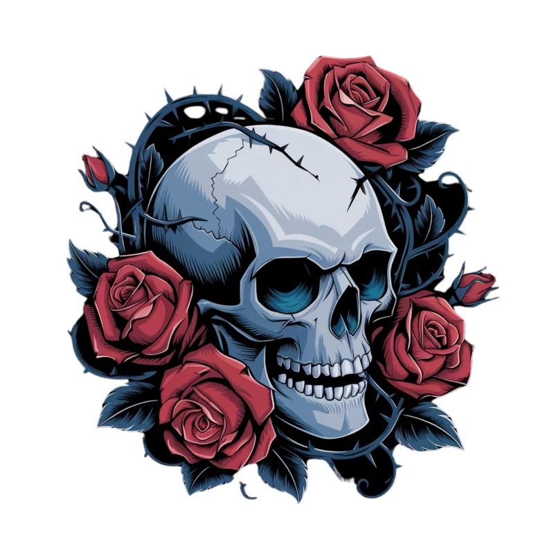 Crâne avec des fleurs de roses