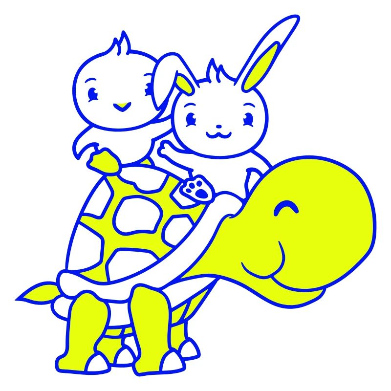 2 Bunny Bird Big Giant Turtle Waving Team