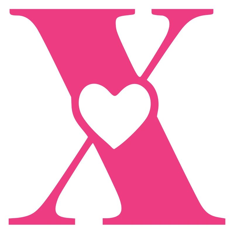 Lettre x Lettre initiale avec coeur