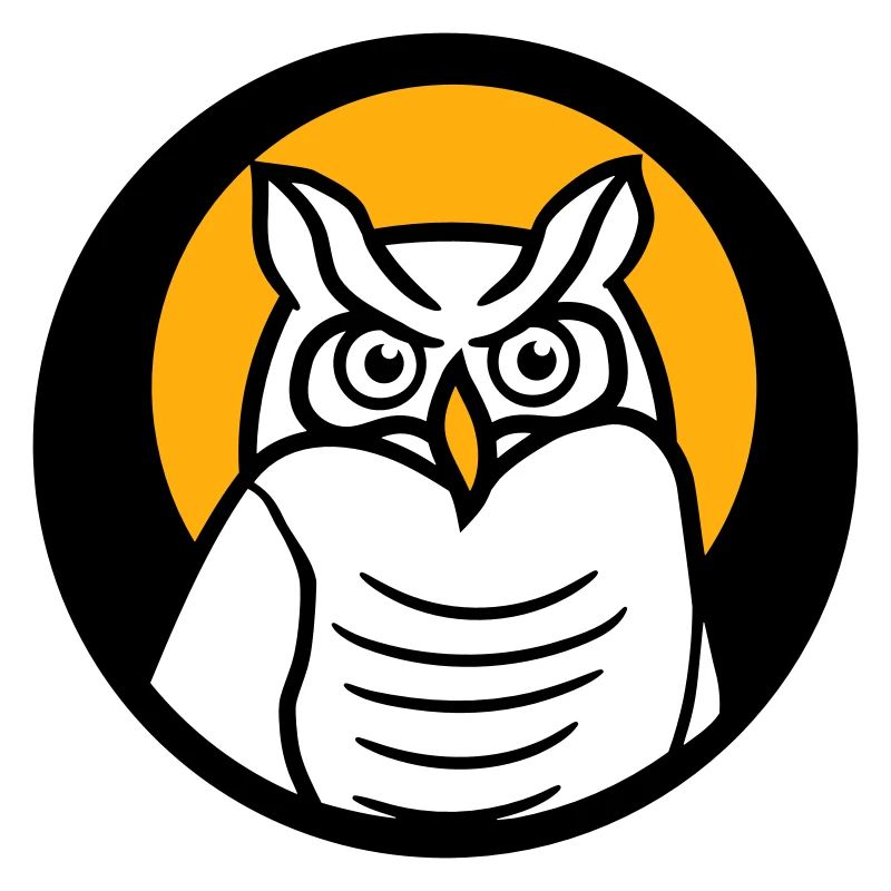 Owl Bird Eagle Owl Sun Moon Night Full Moon Round Logo
