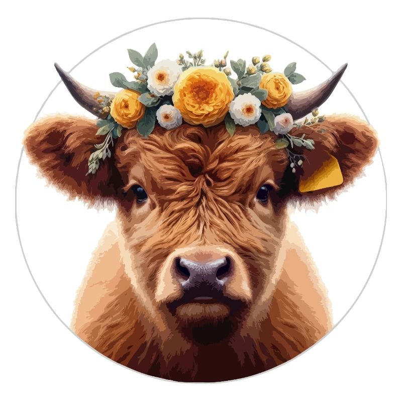 Highlander Calf with Flowers 2