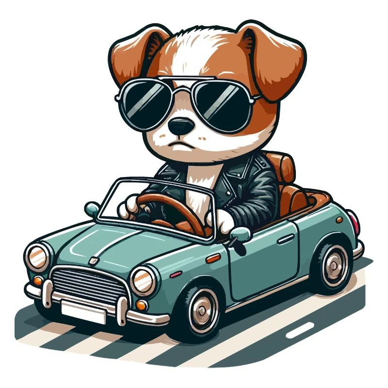Gangsta-Hund in einem Oldtimer 🐶🚗🕶️