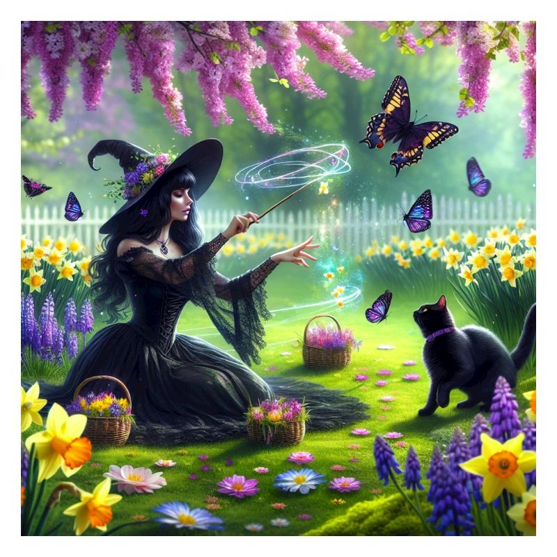 Witch in Spring Meadow